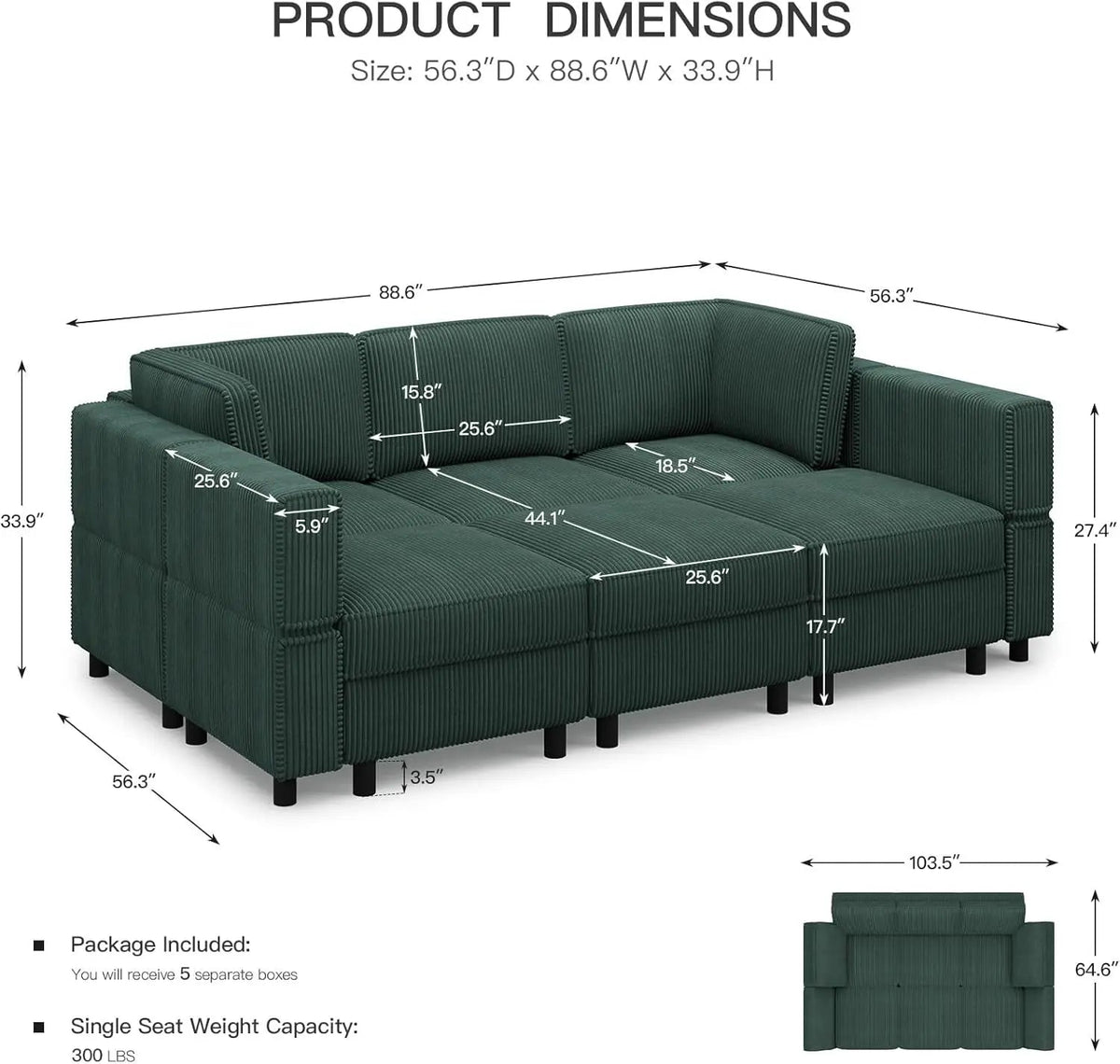 Green Modular Sectional Sofa Featuring Deep Storage - Get it from Bo