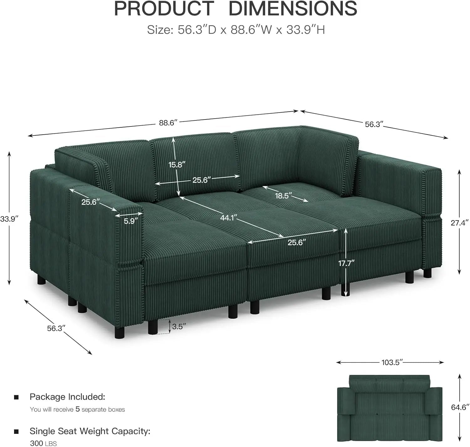 Green Modular Sectional Sofa Featuring Deep Storage - Get it from Bo