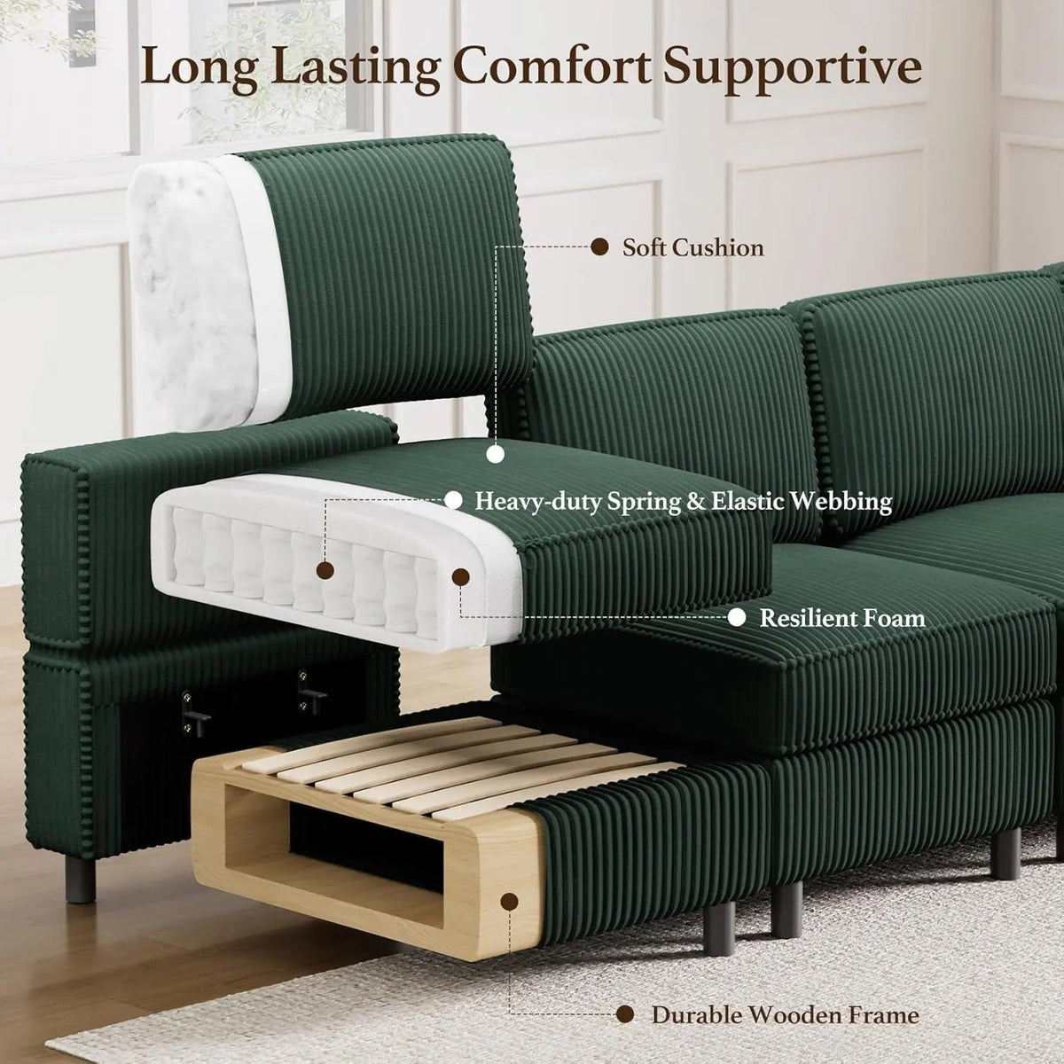 Green Modular Sectional Sofa Featuring Deep Storage - Get it from Bo