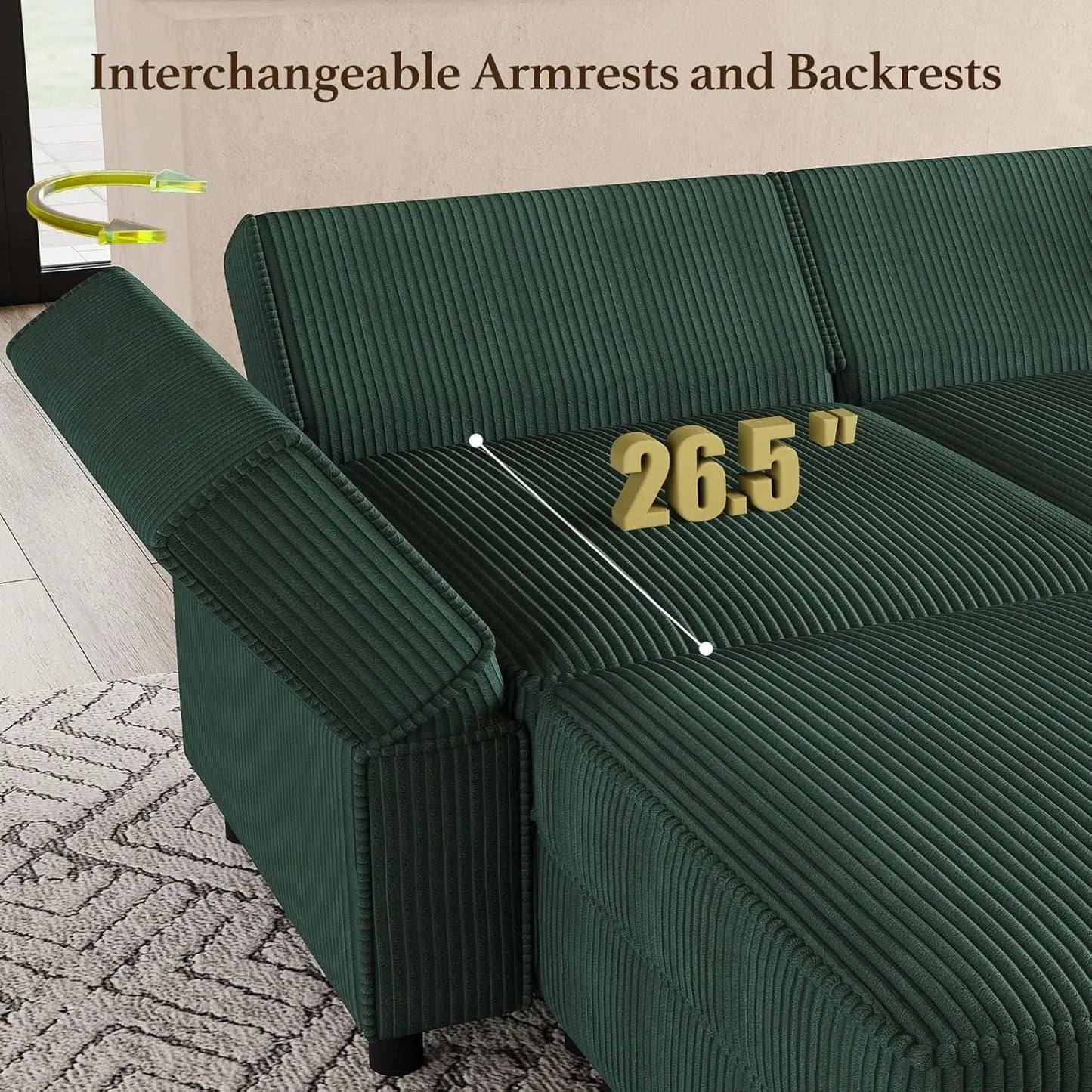 Green Modular Sectional Sofa Featuring Deep Storage - Get it from Bo