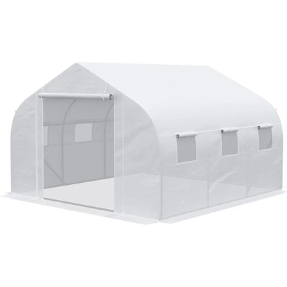 Greenhouse w/ White PE Cover and Heavy Duty Steel Frame 11.5' x 10' x 6.5' - Get it from Bo