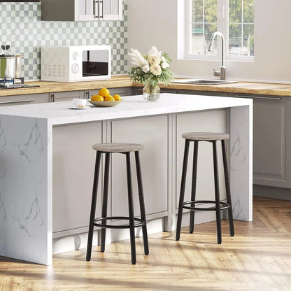 Greige Bar Stools Set Of 2 11.8 Inch Square Seats With Footrest - Get it from Bo