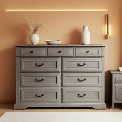 Grey 9-Drawer SolidWood Dresser For Bedroom Storage - Get it from Bo
