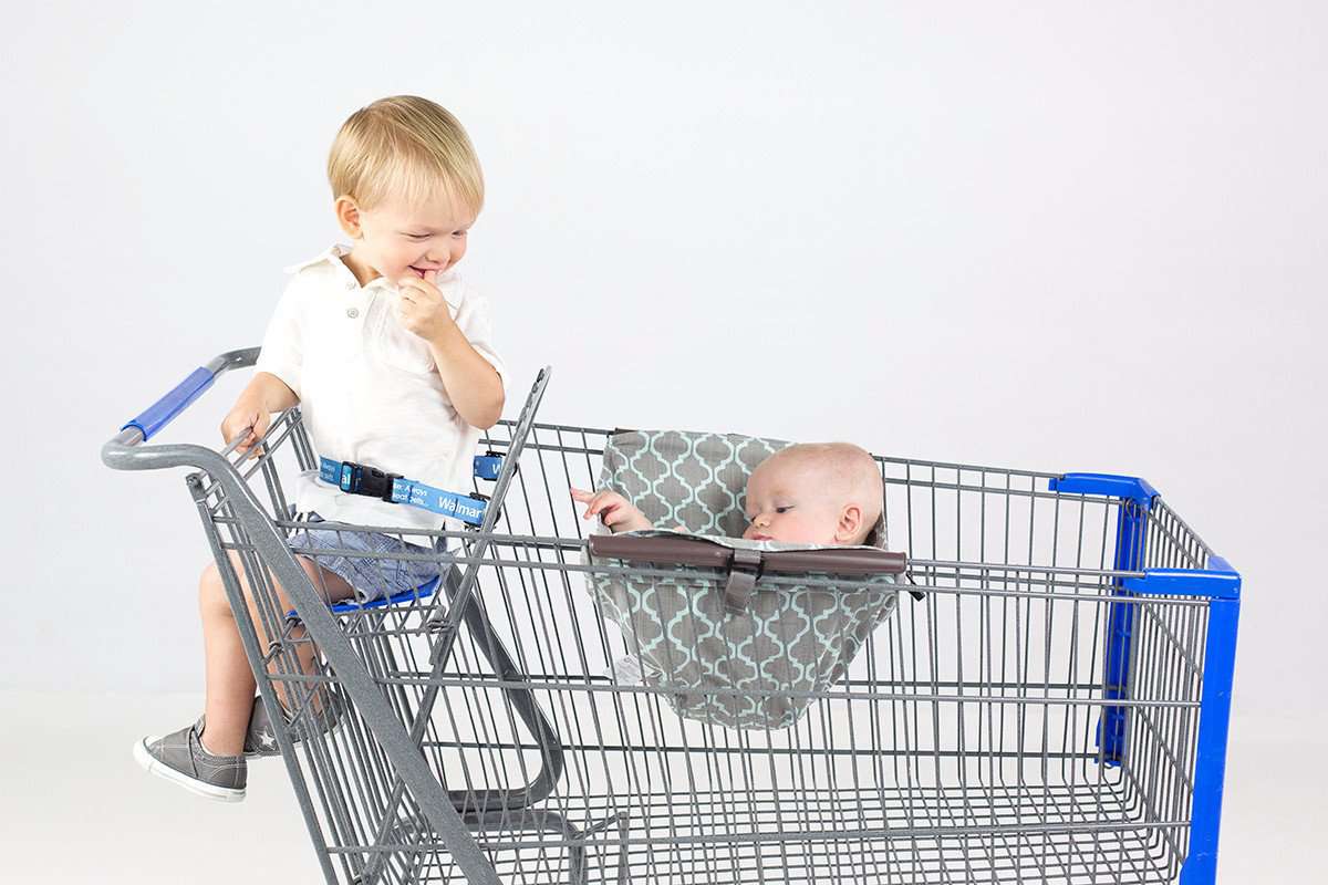 Baby Shopping Cart Hammock | Gray/Aqua Binxy Baby