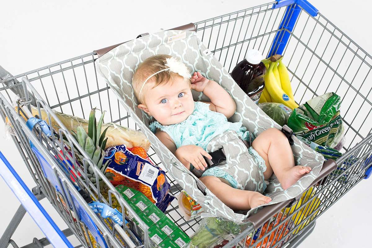 Baby Shopping Cart Hammock | Gray/Aqua Binxy Baby