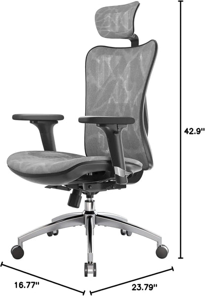 Grey Ergonomic Office Chair With Adjustable Headrest - Get it from Bo