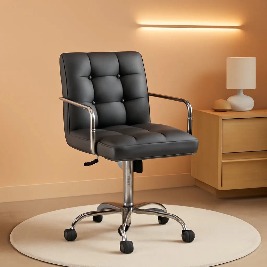 Grey Leather Office Chair With Armrests For Home Office - Get it from Bo