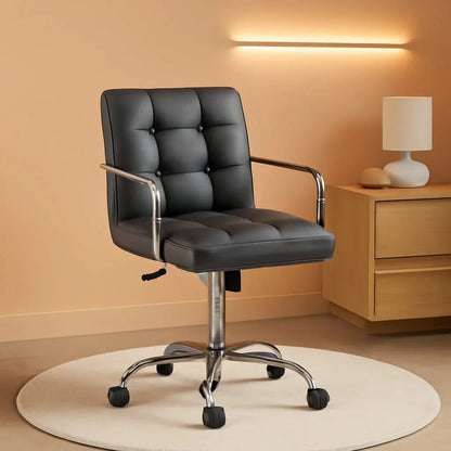 Grey Leather Office Chair With Armrests For Home Office - Get it from Bo