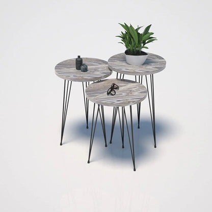 Grey Marble Nesting Tables Set Of 3 Modern Round End Tables - Get it from Bo