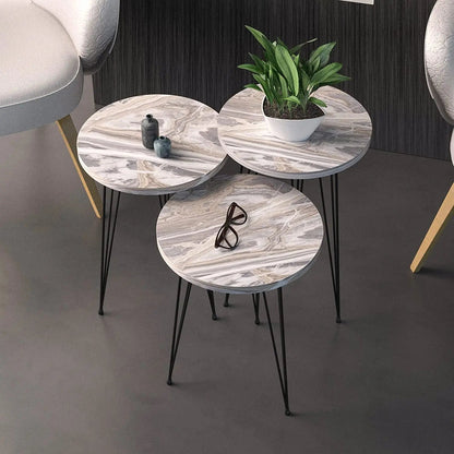 Grey Marble Nesting Tables Set Of 3 Modern Round End Tables - Get it from Bo