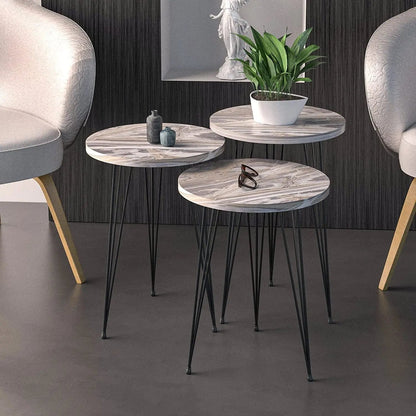 Grey Marble Nesting Tables Set Of 3 Modern Round End Tables - Get it from Bo