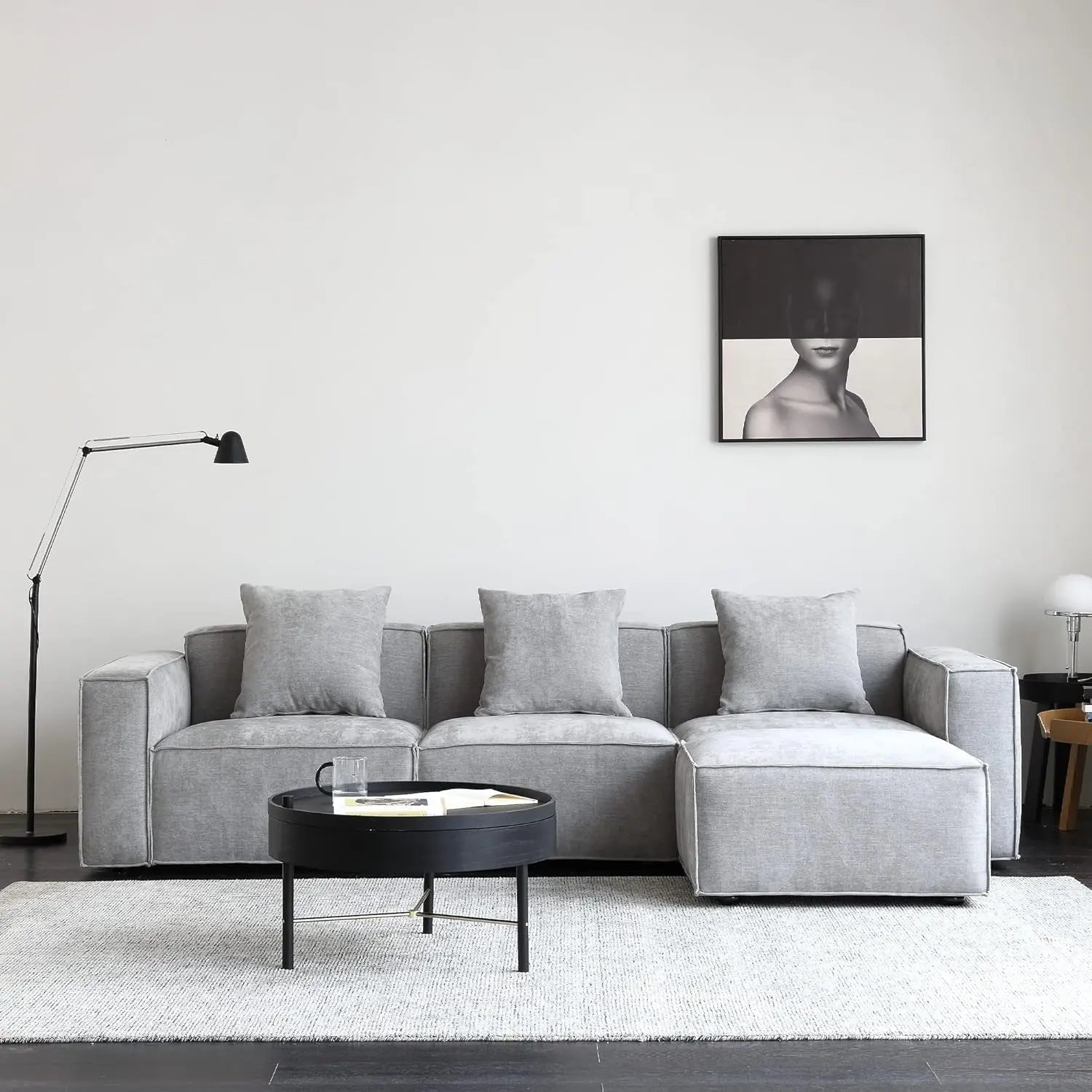 Grey Modular Sectional Sofa Set With Ottoman And Chaise - Get it from Bo