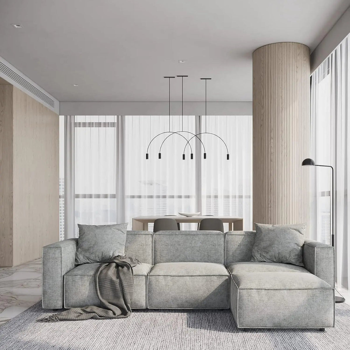 Grey Modular Sectional Sofa Set With Ottoman And Chaise - Get it from Bo