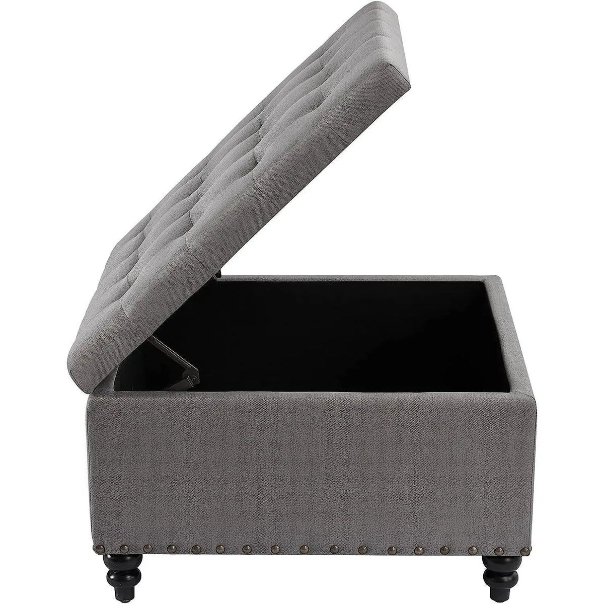 Grey Tufted Storage Ottoman Square For Living Room - Get it from Bo