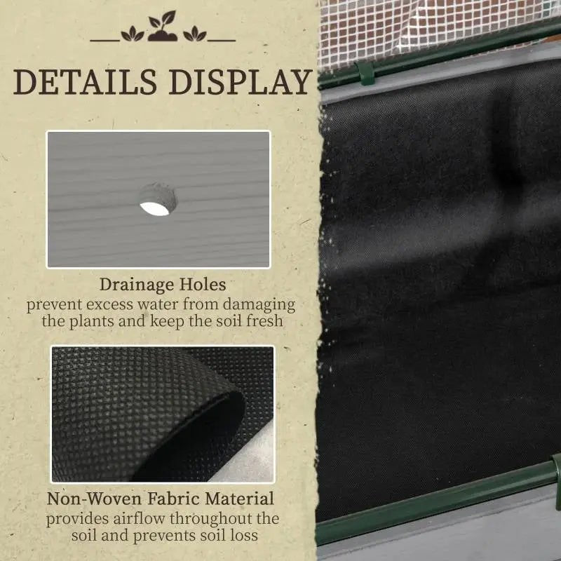 Grey Wood Elevated Raised Garden Bed Planter with Greenhouse Cover - Get it from Bo