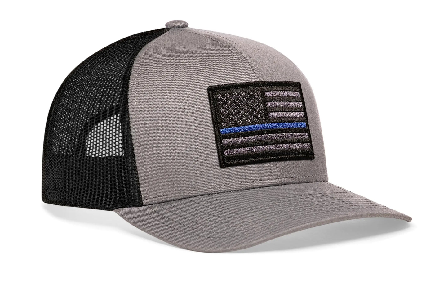 Thin Blue Line Trucker Hat  |  Gray-Black Police Tactical Snapback