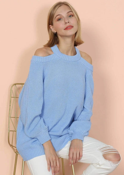 Halter Neck Knitted Semi Backless Pullover - Get it from Bo
