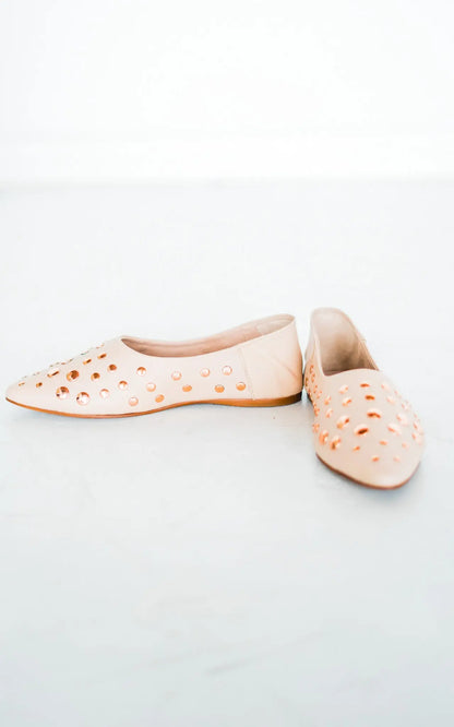 Harriette Leather Flats in Blush Naughty Monkey