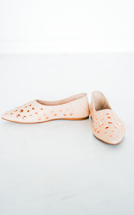 Harriette Leather Flats in Blush Naughty Monkey