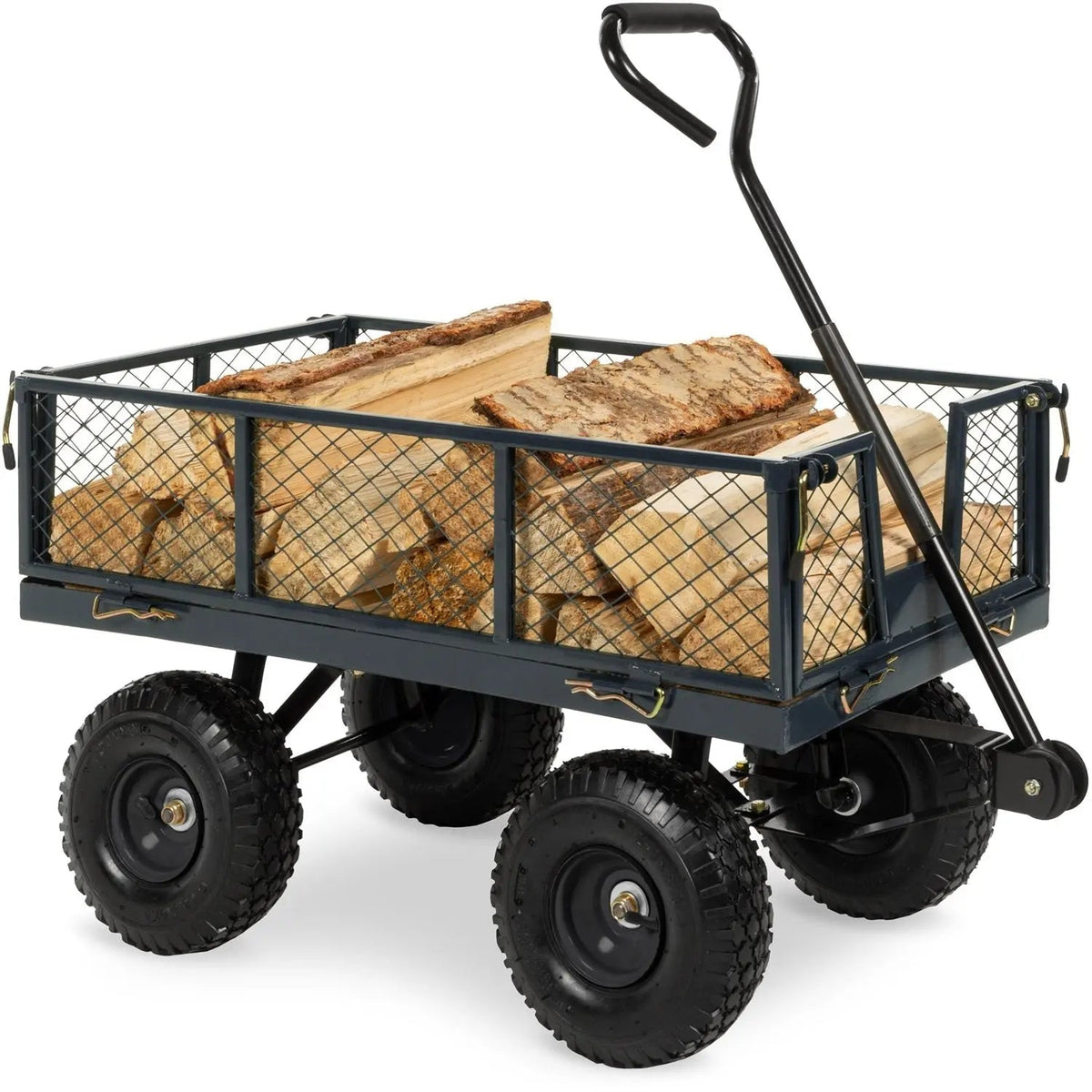 Heavy Duty Grey Steel Garden Utility Cart Wagon with Removable Sides - Get it from Bo