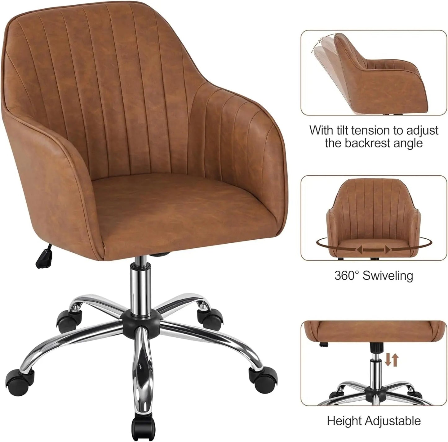 Height Adjustable Brown Ergonomic Office Desk Chair - Get it from Bo