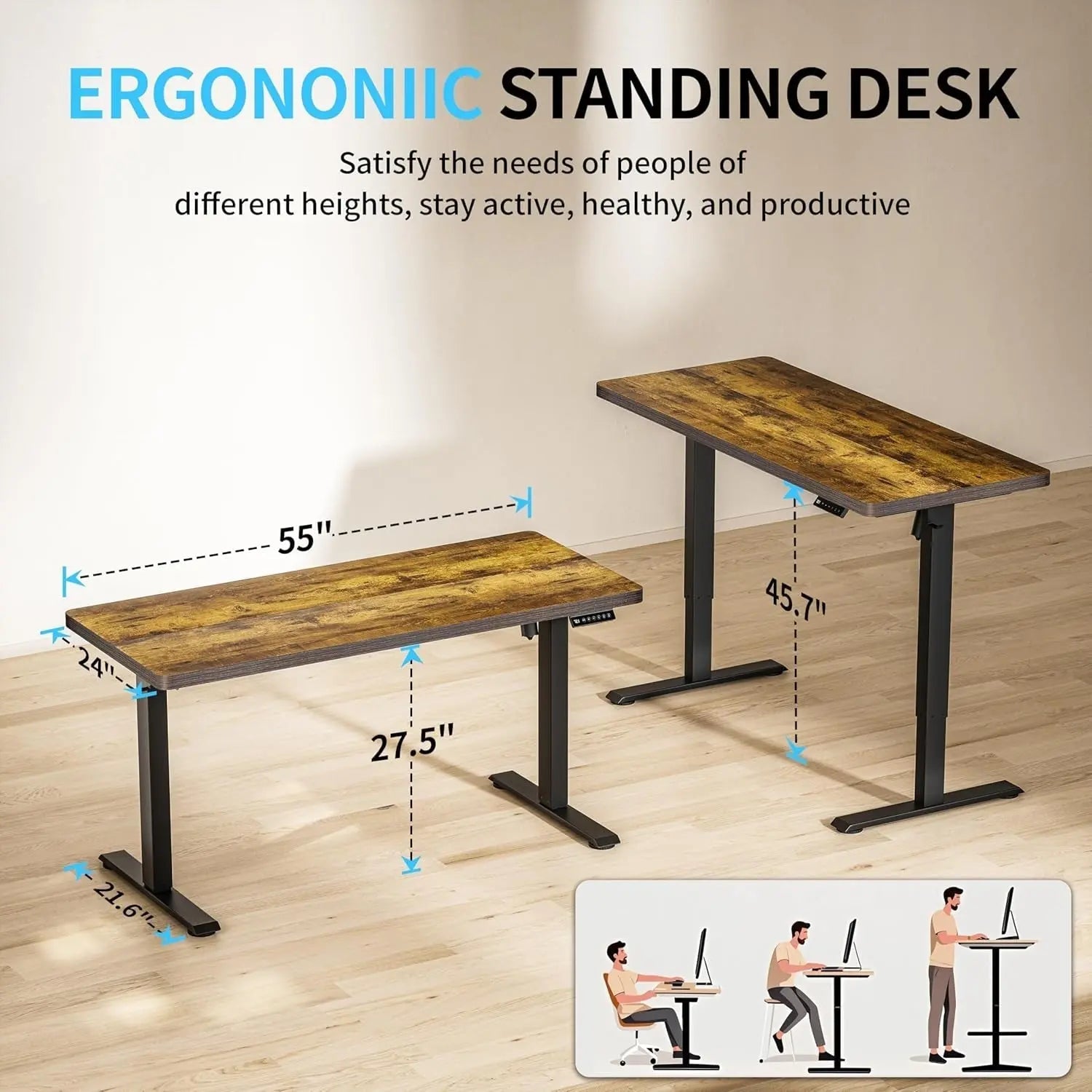 Height Adjustable Electric Standing Desk for Home Office - Get it from Bo
