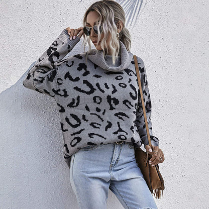 High Neck Leopard Print Sweater - Get it from Bo