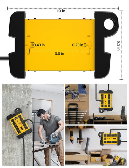 CRST 10 Outlets Dual USB Mountable Heavy Duty Metal Power Strip Surge Protector with Cord Wrapping Design, 15FT Power Cord - Get it from Bo