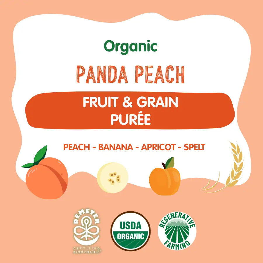 Holle Baby Food Pouches - Organic Fruit & Grain Puree - Panda Peach - Get it from Bo