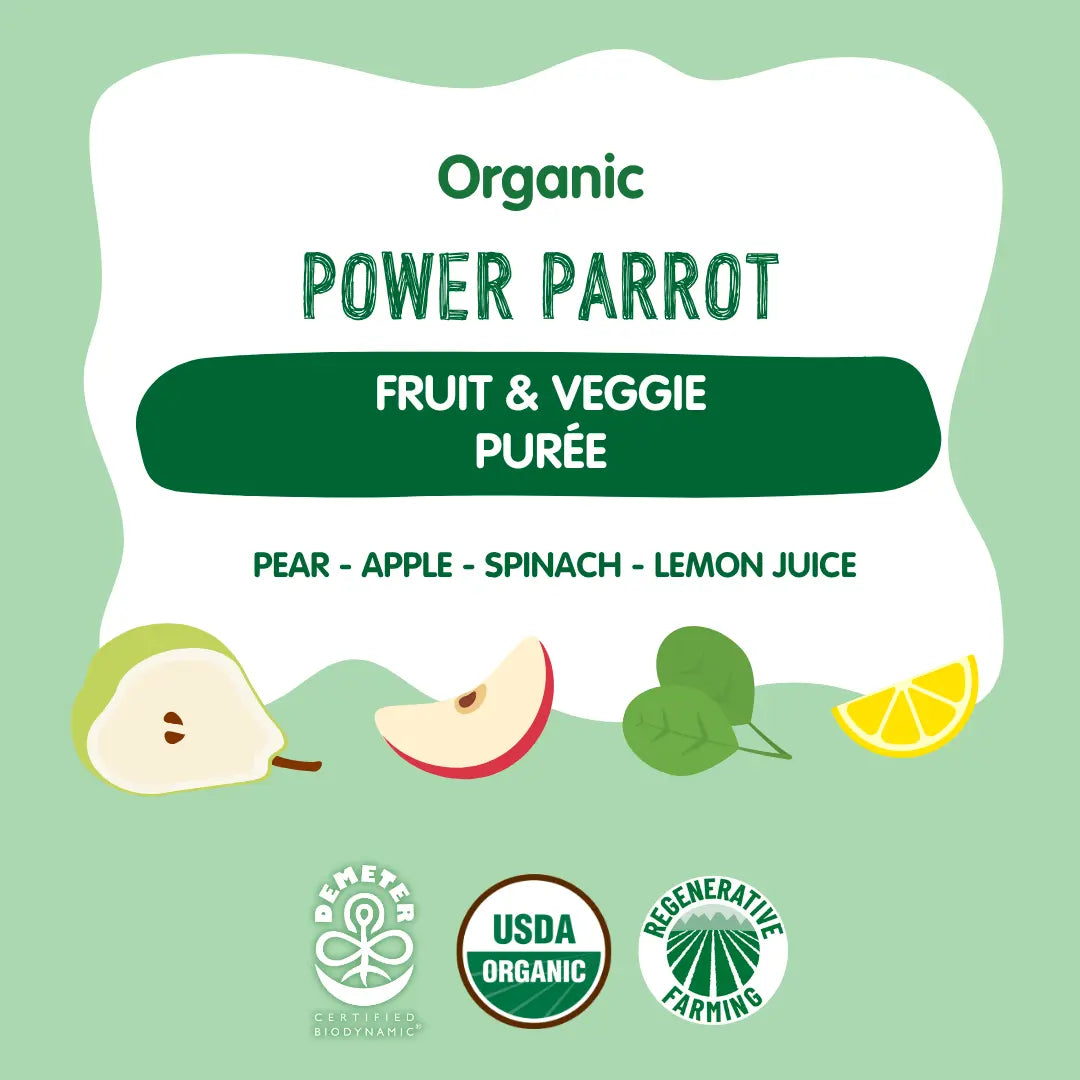 Holle Baby Food Pouches - Organic Fruit & Veggie Puree - Power Parrot - Get it from Bo