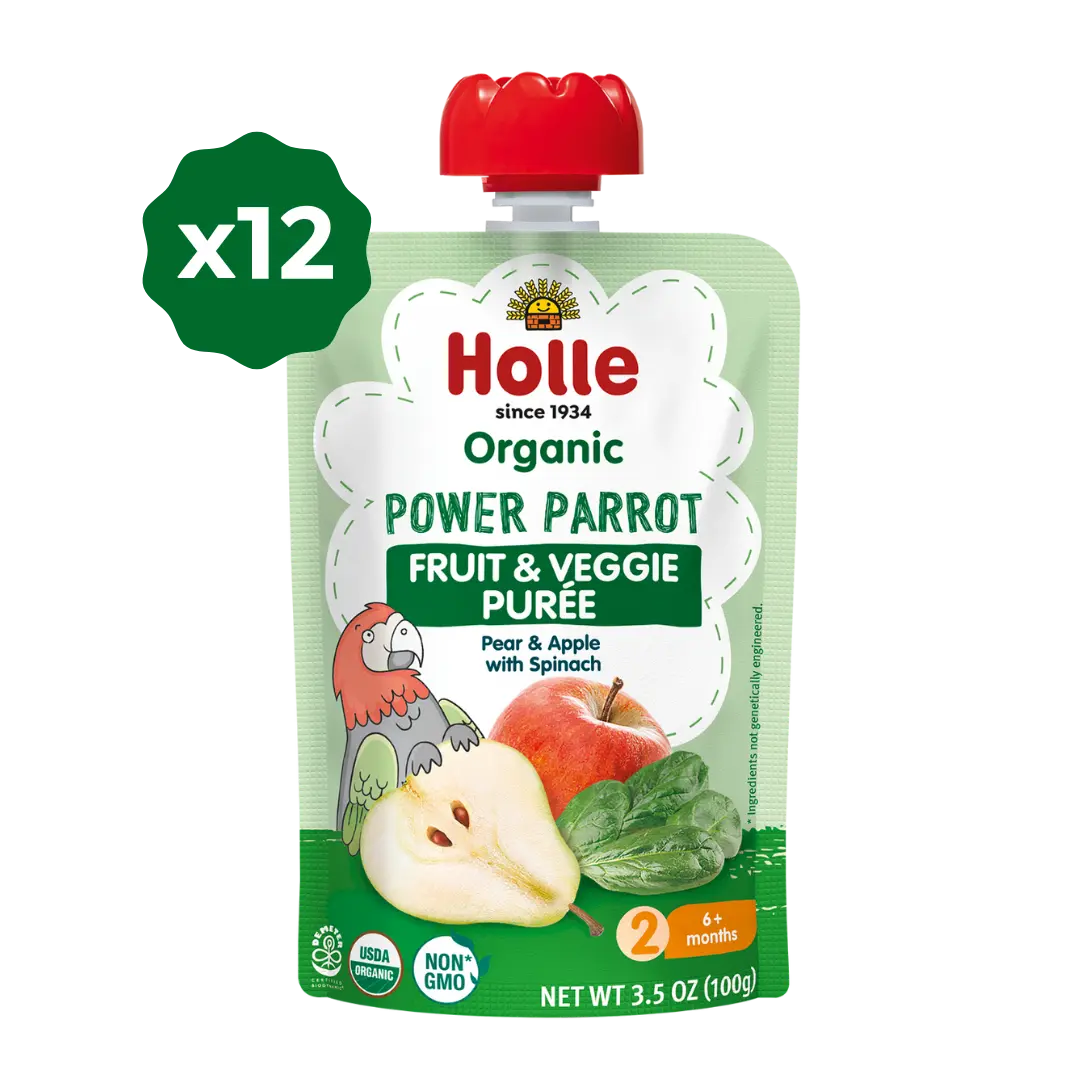 Holle Baby Food Pouches - Organic Fruit & Veggie Puree - Power Parrot - Get it from Bo
