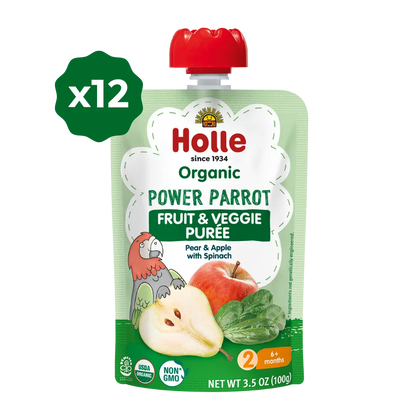 Holle Baby Food Pouches - Organic Fruit & Veggie Puree - Power Parrot - Get it from Bo