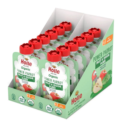 Holle Baby Food Pouches - Organic Fruit & Veggie Puree - Power Parrot - Get it from Bo