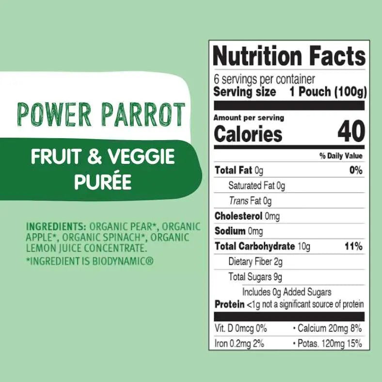 Holle Baby Food Pouches - Organic Fruit & Veggie Puree - Power Parrot - Get it from Bo