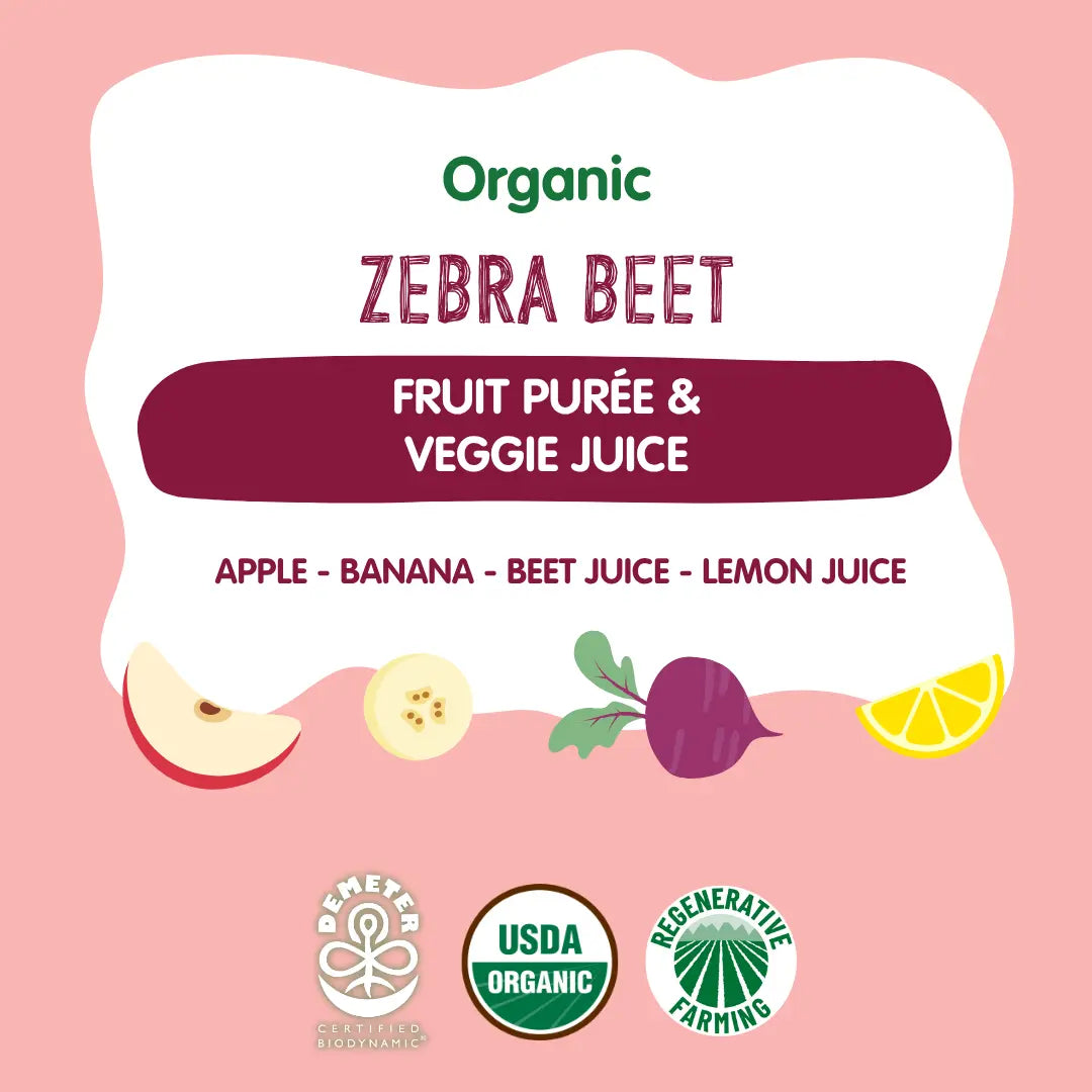 Holle Baby Food Pouches - Organic Fruit & Veggie Puree - Zebra Beet - Get it from Bo
