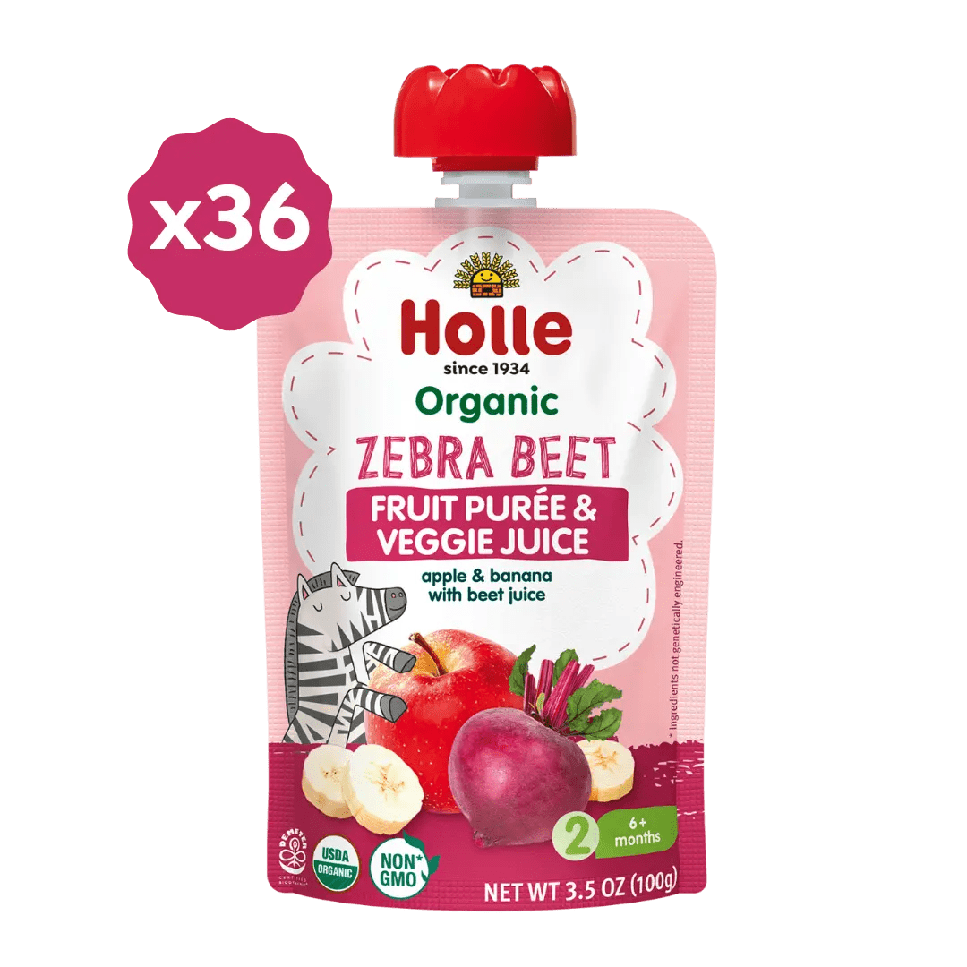 Holle Baby Food Pouches - Organic Fruit & Veggie Puree - Zebra Beet - Get it from Bo