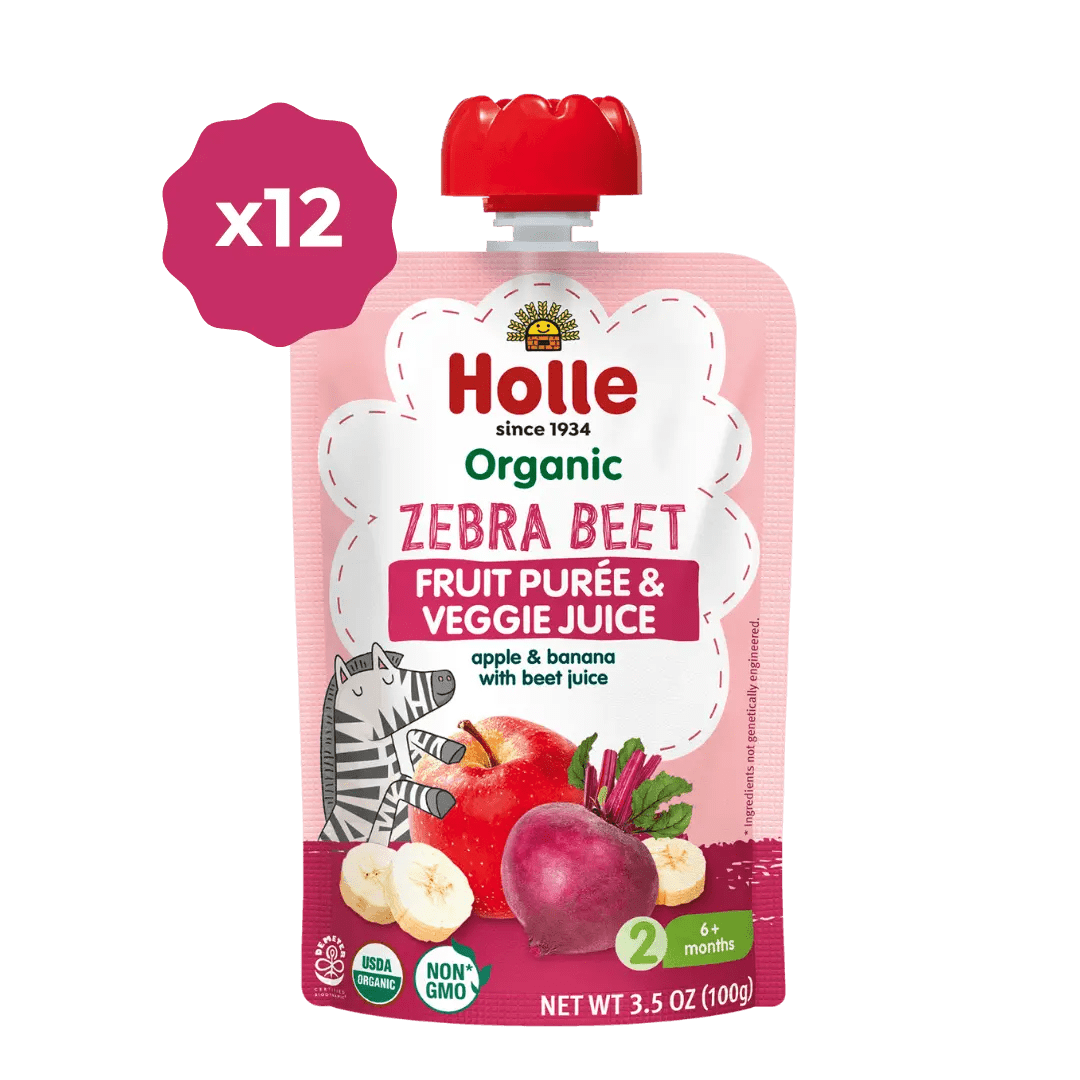 Holle Baby Food Pouches - Organic Fruit & Veggie Puree - Zebra Beet - Get it from Bo