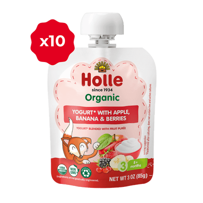 Holle Organic Apple, Banana & Berries Yogurt Pouches - Get it from Bo