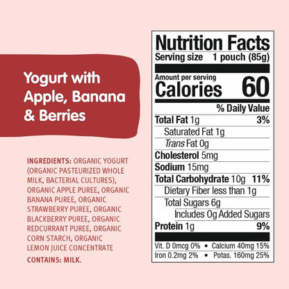 Holle Organic Apple, Banana & Berries Yogurt Pouches - Get it from Bo
