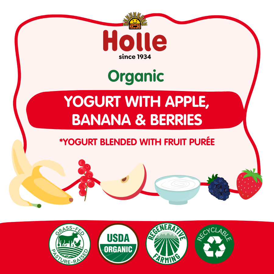 Holle Organic Apple, Banana & Berries Yogurt Pouches - Get it from Bo