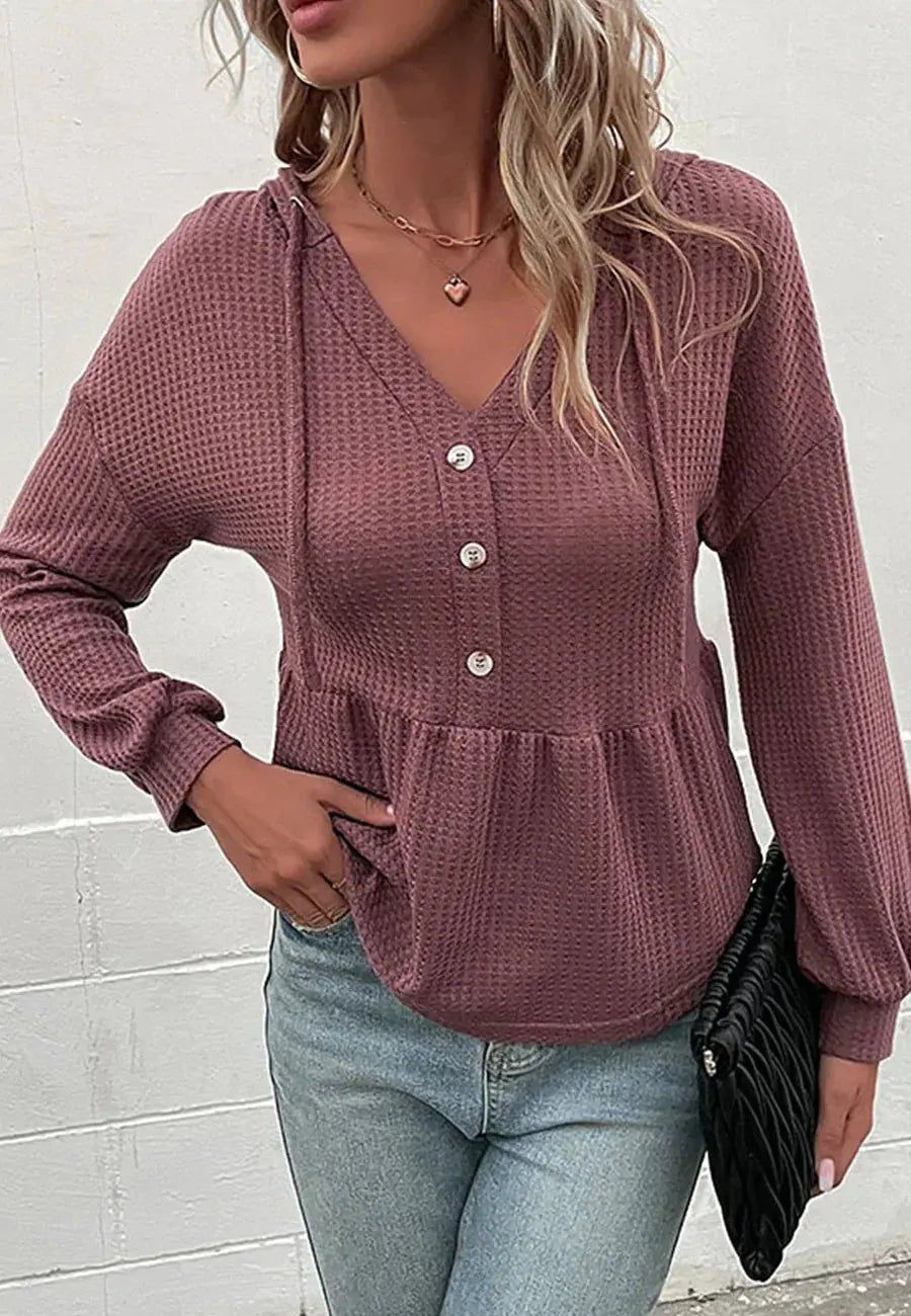 Hooded Peplum Knit Sweater - Get it from Bo