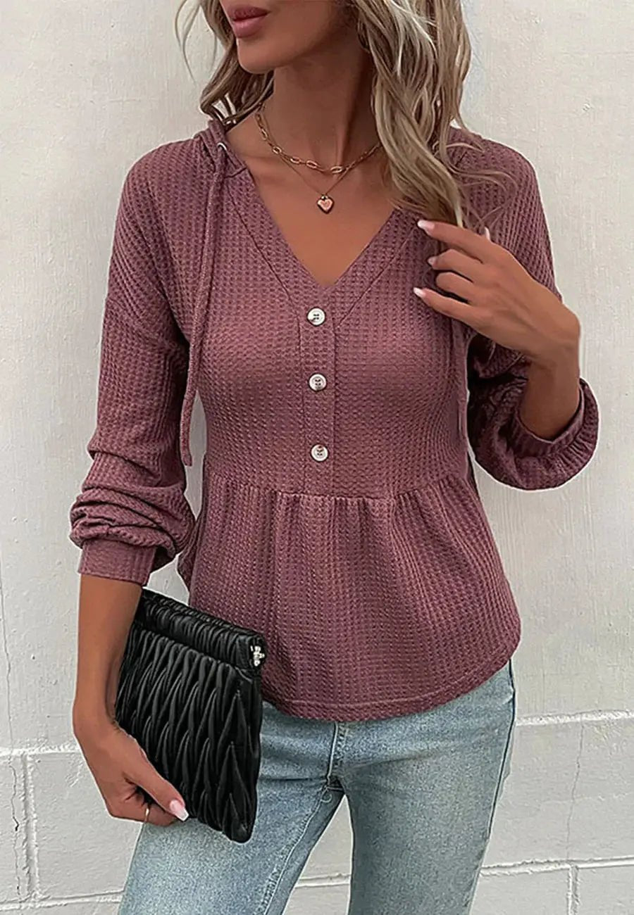 Hooded Peplum Knit Sweater - Get it from Bo