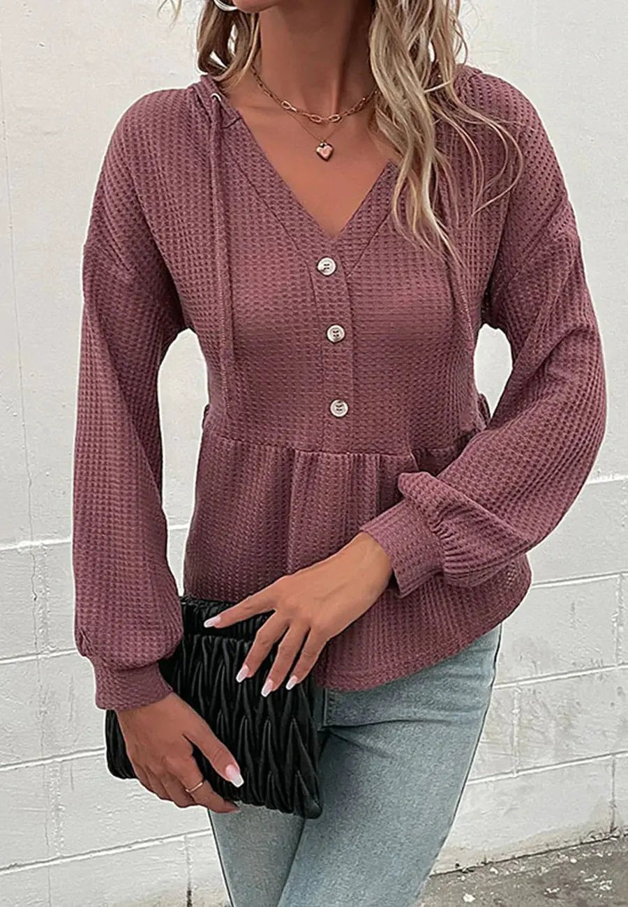 Hooded Peplum Knit Sweater - Get it from Bo