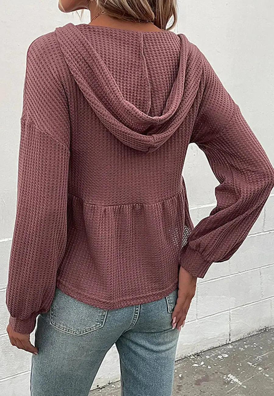 Hooded Peplum Knit Sweater - Get it from Bo