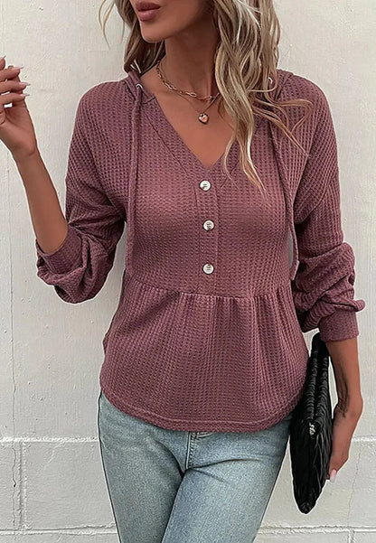 Hooded Peplum Knit Sweater - Get it from Bo
