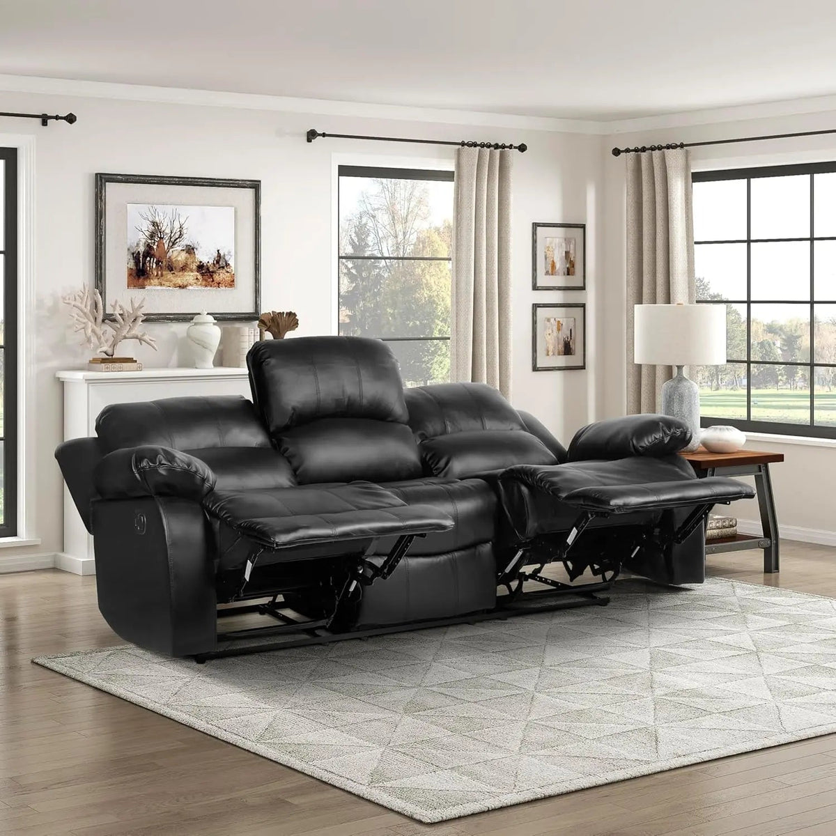 Humphreys Double Reclining Loveseat Black Faux Leather - Get it from Bo