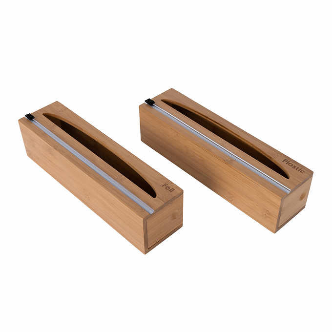 Seville Classics Bamboo Food Wrap Dispenser 2-piece Set