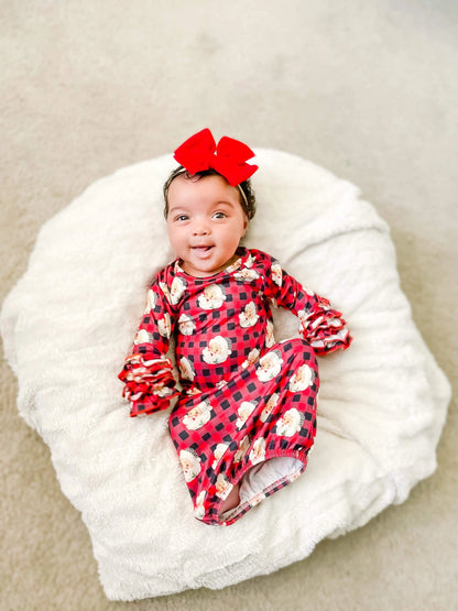 Buffalo plaid leopard Santa ruffle gown - Get it from Bo