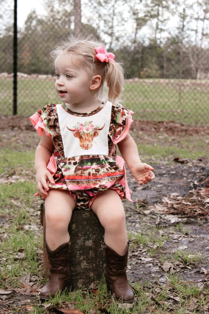 Pink serape cow romper - Get it from Bo