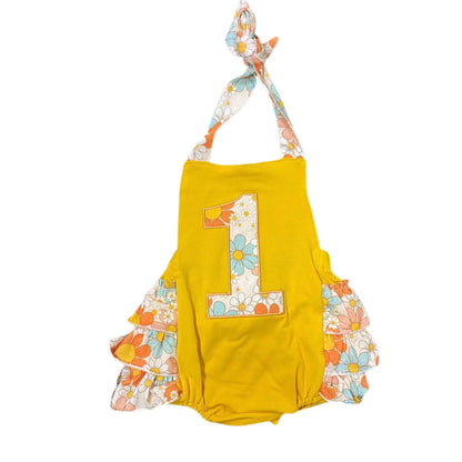 Retro floral first birthday romper - Get it from Bo